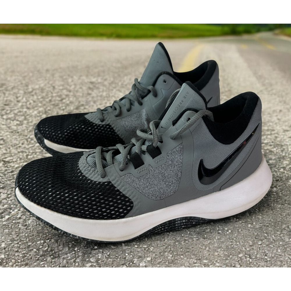 Nike Men's Air Precision II AA7069-011 Gray/Black Basketball Shoes Size 7.5 - Picture 2 of 12
